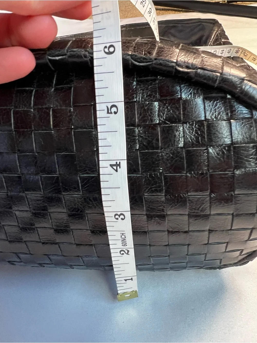 Braciano Woven Faux Leather Hobo Bag Black Tassel Shoulder Purse - Picture 8 of 11